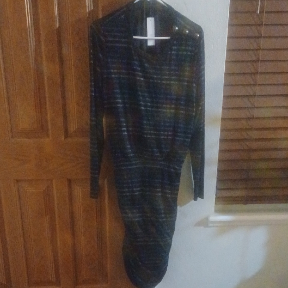 White House Black Market Blue Bodycon Long Sleeve Dress